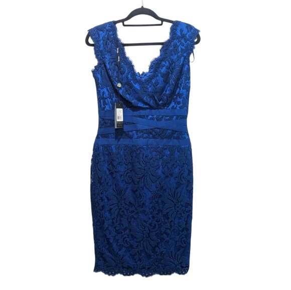 NWT Tadashi Shoji Embroidered Lace Marna Blue Cocktail Dress Size 6 - Picture 2 of 13